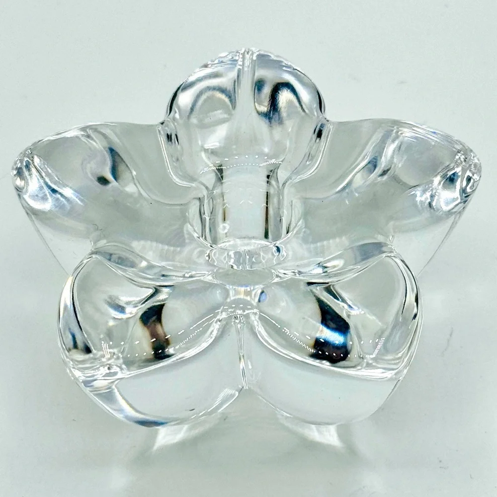 Orrefors Flower‎ Petal Standard Taper Candle Holder Vintage Crystal Sweden
